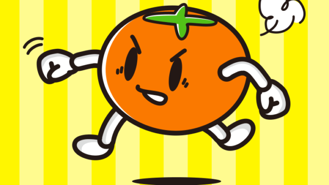 パンチする柿ちゃんのイラスト【色、背景あり】PNG