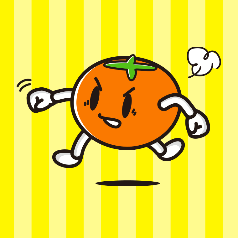 パンチする柿ちゃんのイラスト【色、背景あり】PNG