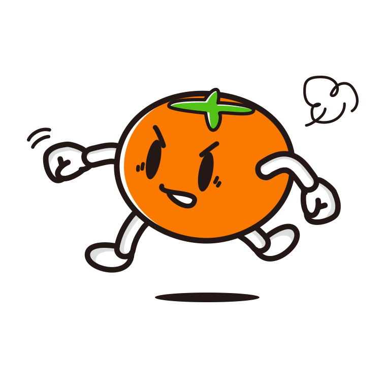 パンチする柿ちゃんのイラスト【色あり、背景なし】透過PNG