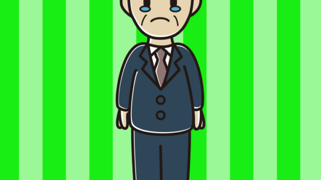 泣く年配男性会社員のイラスト【色、背景あり】PNG