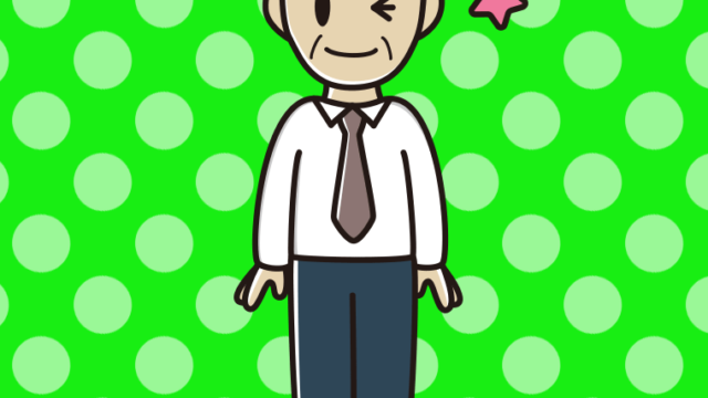 ウインクする年配男性会社員（ワイシャツ）