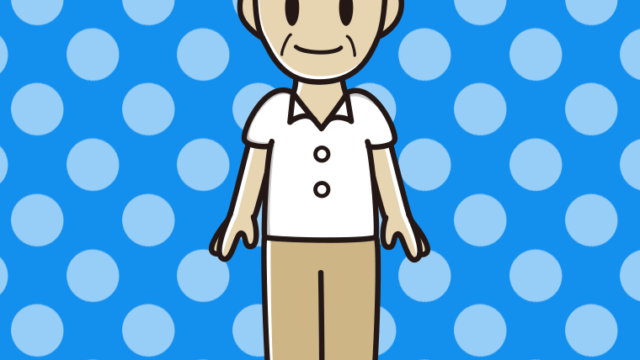 年配男性会社員（クールビズ）のイラスト【色、背景あり】PNG