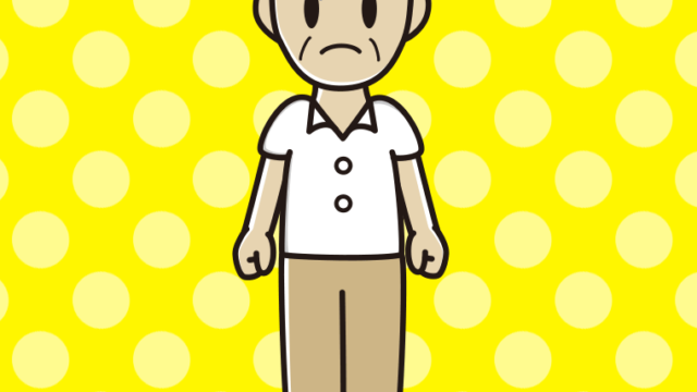 怒る年配男性会社員（クールビズ）のイラスト【色、背景あり】PNG