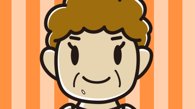 ご飯粒をつけたおばさんのイラスト【色、背景あり】PNG