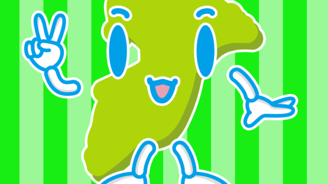 ピースをする千葉ちゃんのイラスト【色、背景あり】PNG