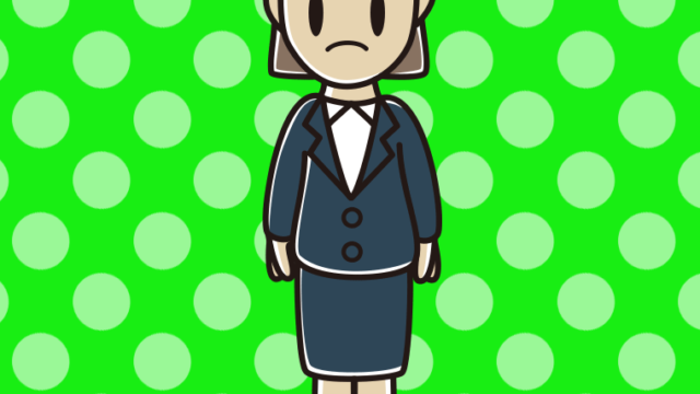 困る女性会社員のイラスト【色、背景あり】PNG