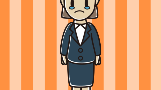 泣く女性会社員のイラスト【色、背景あり】PNG