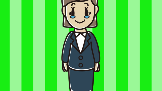 ジーンとする女性会社員のイラスト【色、背景あり】PNG