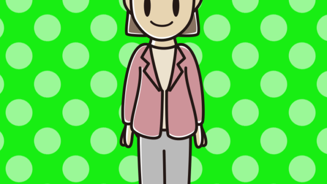 女性会社員（カジュアル）のイラスト【色、背景あり】PNG