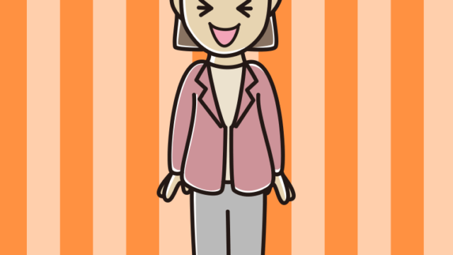 笑う女性会社員（カジュアル）のイラスト【色、背景あり】PNG