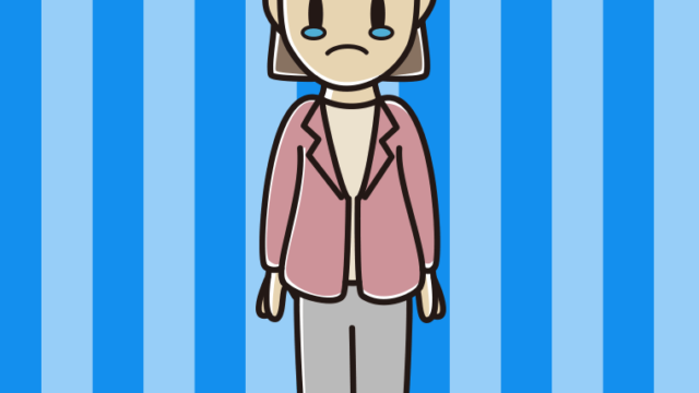 泣く女性会社員（カジュアル）のイラスト【色、背景あり】PNG