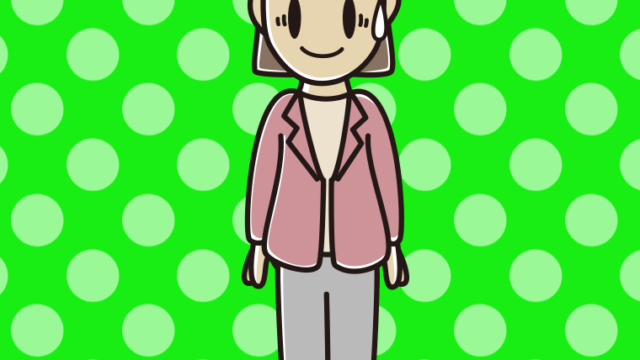 苦笑いする女性会社員（カジュアル）のイラスト【色、背景あり】PNG