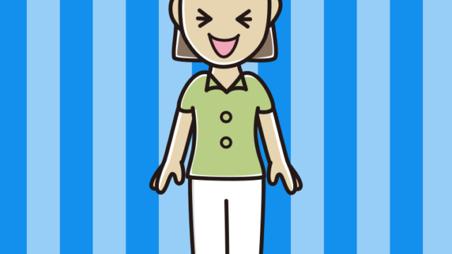 笑う女性会社員（クールビズ）のイラスト【色、背景あり】PNG