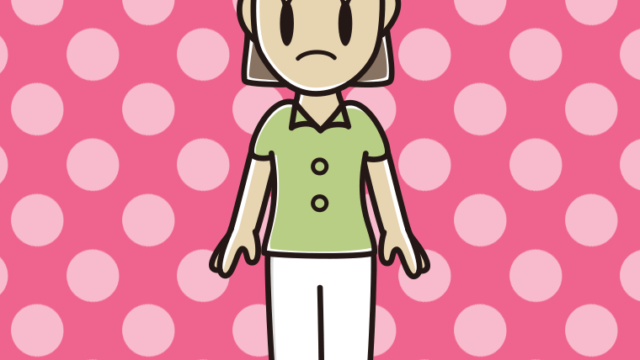 困る女性会社員（クールビズ）のイラスト【色、背景あり】PNG