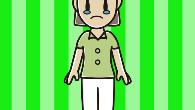 泣く女性会社員（クールビズ）のイラスト【色、背景あり】PNG