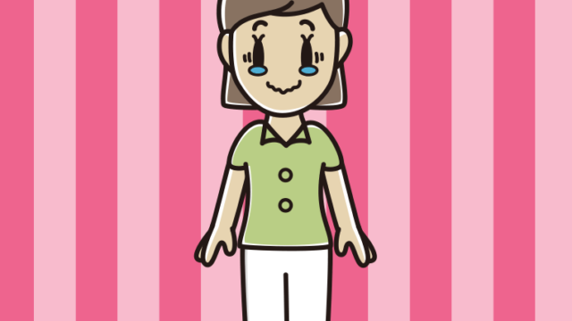 ジーンとする女性会社員（クールビズ）のイラスト【色、背景あり】PNG