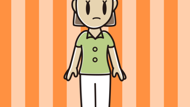 何かに気付く女性会社員（クールビズ）のイラスト【色、背景あり】PNG