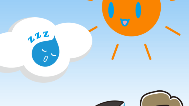 梅雨の中休みでホッとする男性のイラスト【色、背景あり】PNG