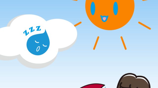 梅雨の中休みでホッとする女子中学生のイラスト【色、背景あり】PNG