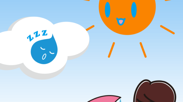 梅雨の中休みでホッとする女子高校生のイラスト【色、背景あり】PNG