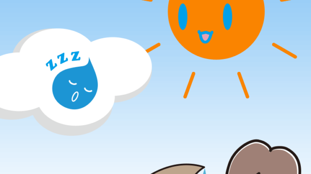 梅雨の中休みでホッとする女子大学生のイラスト【色、背景あり】PNG