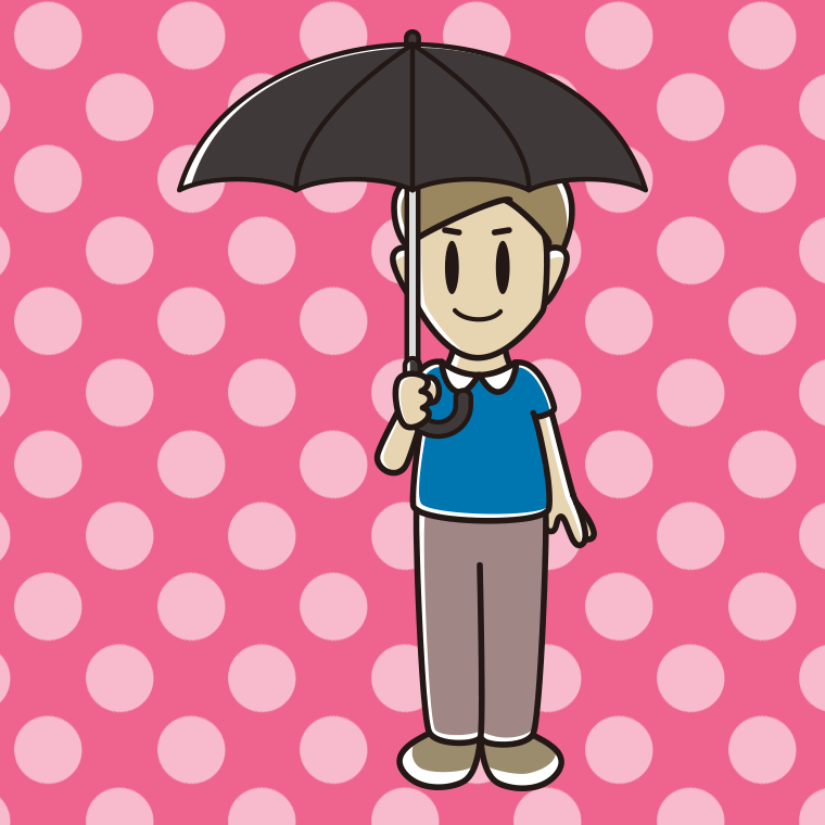 傘をさしている男性のイラスト【色、背景あり】PNG