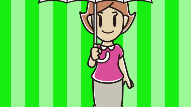 傘をさしている女性のイラスト【色、背景あり】PNG