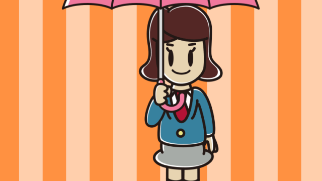 傘をさしている女子高校生のイラスト【色、背景あり】PNG