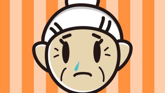 鼻水が垂れているおばあさんのイラスト【色、背景あり】PNG