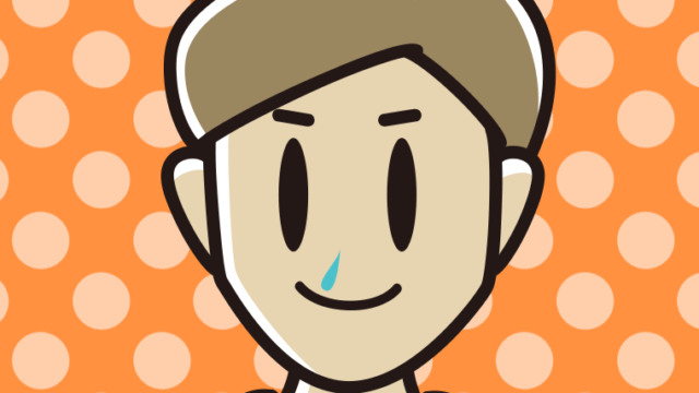 鼻水に気付かず笑顔の男性のイラスト【色、背景あり】PNG