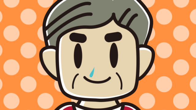 鼻水に気付かず笑顔のおじさんのイラスト【色、背景あり】PNG
