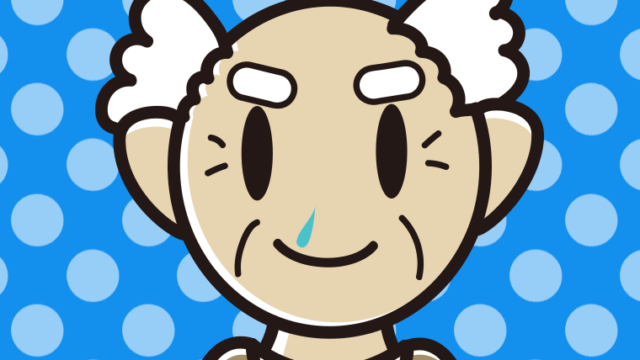 鼻水に気付かず笑顔のおじいさんのイラスト【色、背景あり】PNG