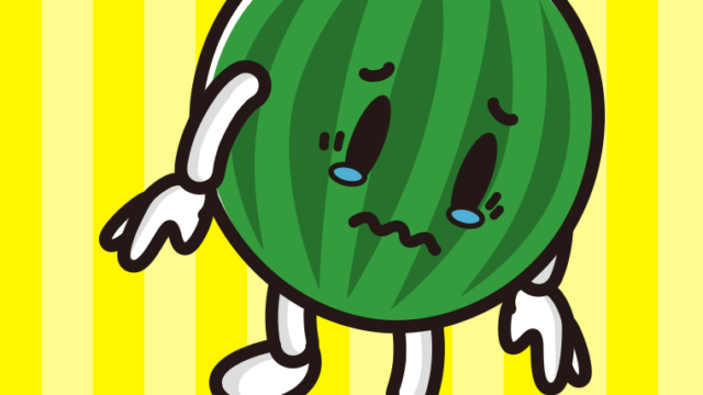 泣くスイカちゃんのイラスト【色、背景あり】PNG