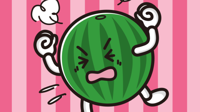 カンカンに怒るスイカちゃんのイラスト【色、背景あり】PNG