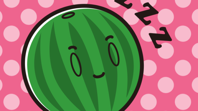 眠るスイカちゃんのイラスト【色、背景あり】PNG