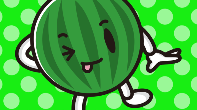 テヘヘなスイカちゃんのイラスト【色、背景あり】PNG