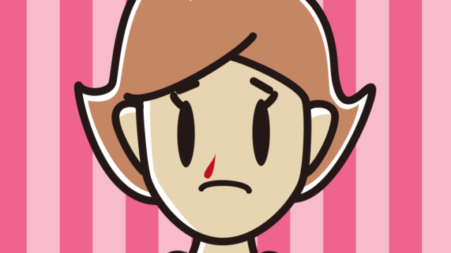鼻血が出ている女性のイラスト【色、背景あり】PNG