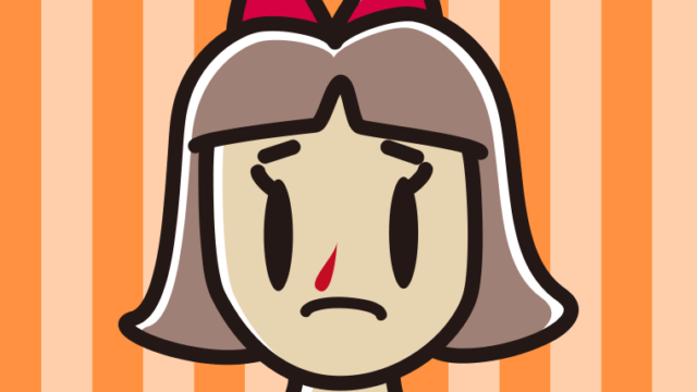 鼻血が出ている小学生女子のイラスト【色、背景あり】PNG