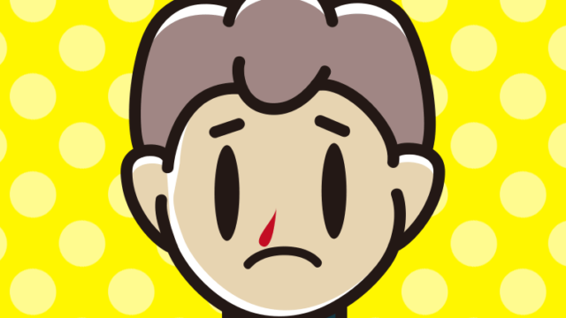 鼻血が出ている男子中学生のイラスト【色、背景あり】PNG