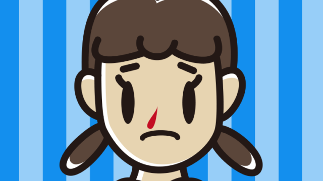 鼻血が出ている女子中学生のイラスト【色、背景あり】PNG