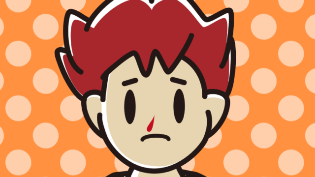 鼻血が出ている男子大学生のイラスト【色、背景あり】PNG