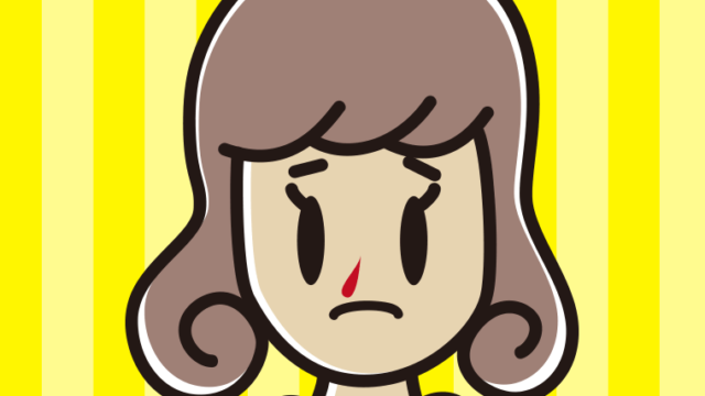 鼻血が出ている女子大学生のイラスト【色、背景あり】PNG