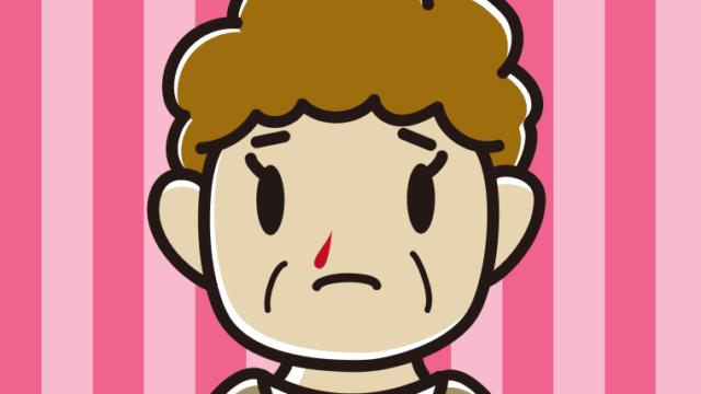 鼻血が出ているおばさんのイラスト【色、背景あり】PNG