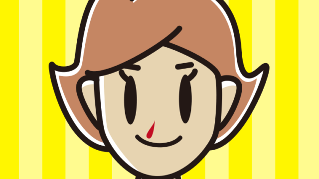 鼻血に気付かず笑顔の女性のイラスト【色、背景あり】PNG