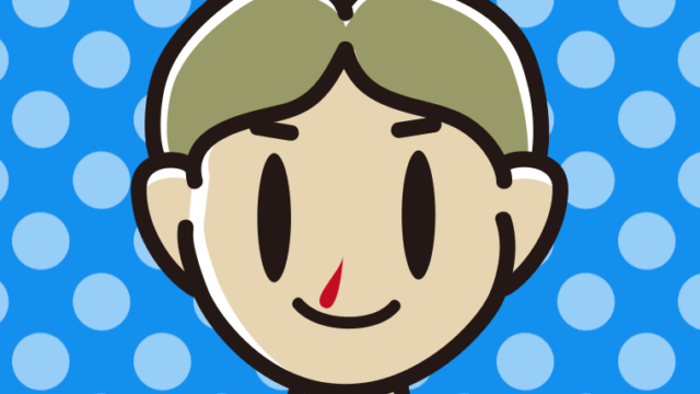 鼻血に気付かず笑顔の小学生男子のイラスト【色、背景あり】PNG