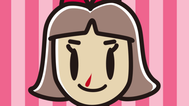 鼻血に気付かず笑顔の小学生女子のイラスト【色、背景あり】PNG