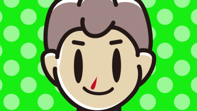 鼻血に気付かず笑顔の男子中学生のイラスト【色、背景あり】PNG