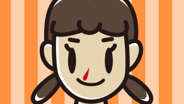 鼻血に気付かず笑顔の女子中学生のイラスト【色、背景あり】PNG