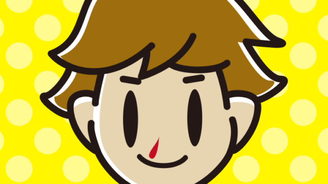 鼻血に気付かず笑顔の男子高校生のイラスト【色、背景あり】PNG