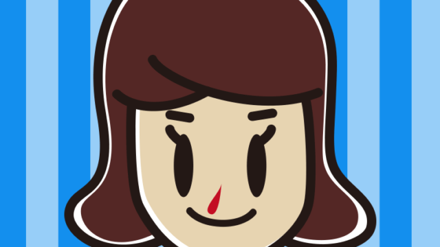 鼻血に気付かず笑顔の女子高校生のイラスト【色、背景あり】PNG